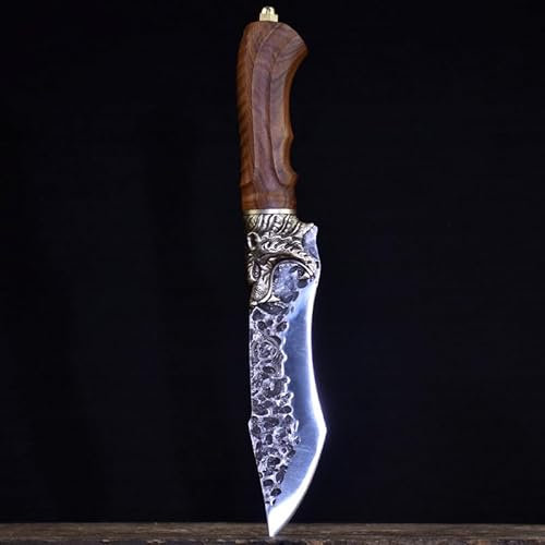 WERWER 5.5 Cuchillo de Vikingo Hecho a Mano 7CR17comov High Carbon Acero Caza al Aire Libre Sharp Paring Cuchillos de Cocina de Cobre Tiger Decoración Manija