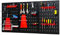 GOPLUS Panneau Mural pour Rangement d’Outils Perforé, 28 pcs Crochets, 120 x 2 x 60 cm, Noir+Rouge