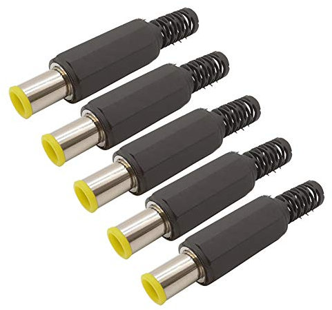 ZXMJYHK barrel connectors 6.5 X 4.4mm Power Male Plug Connector Yellow Head 6.5 * 4.4mm With 1.3mm Tip Plug Jack Charger DIY Repair Adapter (Color : 5Pcs)