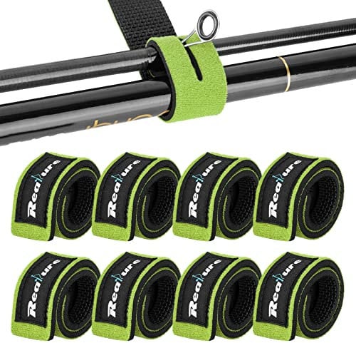 Realure 8 Pcs Grün Angelrute Klettverschluss Riemen Einstellbar Neopren Krawatten Riemen Elastische Angelrute Gürtel Krawatten Für Feste Angelruten Gear Strap Spinnrute Meer Rute Feeder Rute