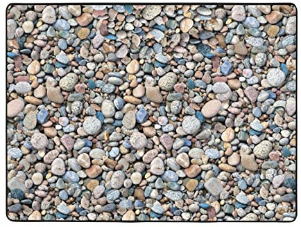 Kieselstein-Muster, Flanellstoff, rutschfeste Matte, superweicher Teppich, Heimdekoration für Wohnzimmer, Schlafzimmer, Bodenteppich, 160 x 122 cm