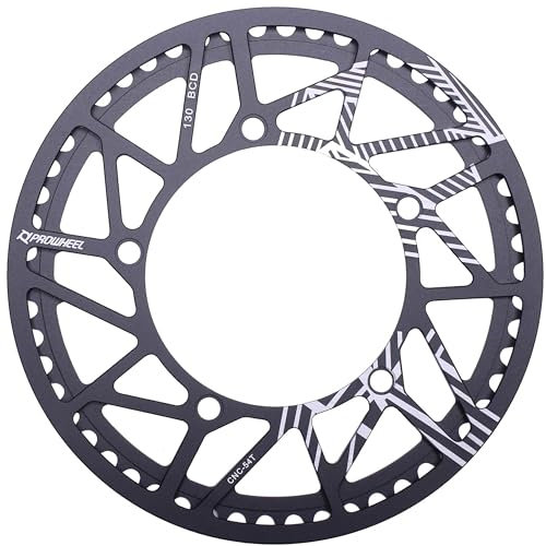 Prowheel Bike 130mm BCD Aluminiumlegierung 6061 CNC 52T/54T/56T/58T/60T Kettenblatt Kettenrad und Ersatz Kettenschutz Schwarz Kettenblatt für 6 bis 12 Geschwindigkeit (54T)