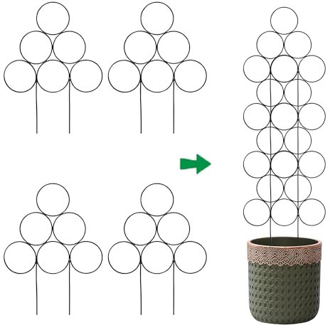 Lot de 4 treillis de plantes d'intérieur de 40 cm pour plantes grimpantes d'intérieur, petit treillis de jardin pour support de plantes en pot en fil métallique empilable pour plantes d'intérieur