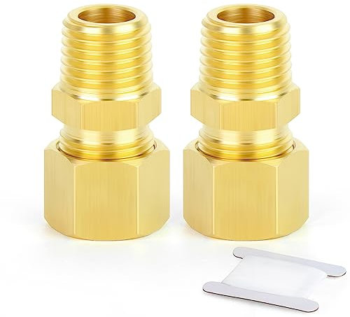 ERGAOBOY 2 pièces 10mm OD x 1/4BSP fileté laiton raccord de tube de compression, Heay Duty laiton raccord de compression