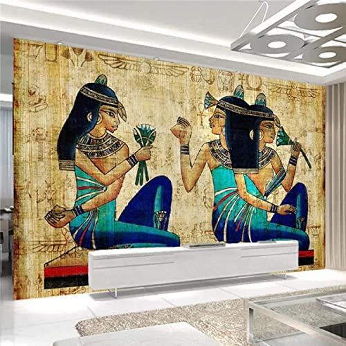 Papier Peint Panoramique Ancienne Egypte Figures Portraits Vintage Papier Peint Intissé 3D Tapisserie Poster Decoration Murale Chambre Salon