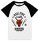 Stranger Things Hellfire Club Raglan T-Shirt for Kids | Boys Girls Hawkins Society Eddie Black & White Outfit | Season 4 Merchandise 11-12 Jahre