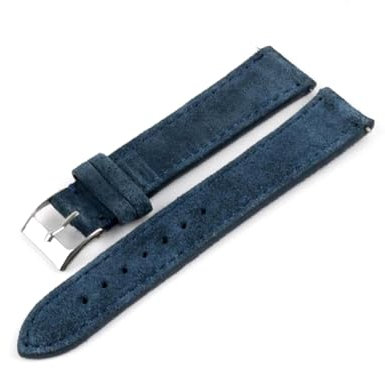 Wildleder-Leder-Uhren-Band 18-22mm Leder Ersatzarmband, Blau, 18mm