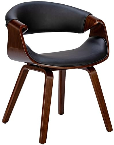 CLP Esszimmerstuhl Foley I Mit Armlehne Und Holzgestell I Küchenstuhl Und Wohnzimmerstuhl, Farbe:walnuss/schwarz, Material:Kunstleder