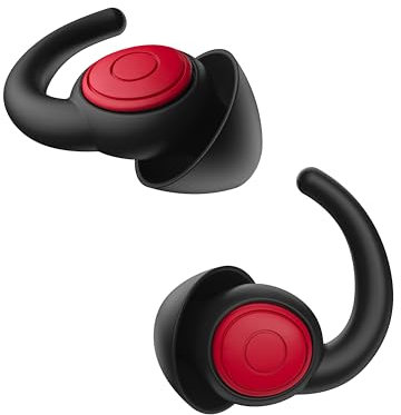 WUTAN Ear Plugs for Sleep, 2 Pair - 38dB Highest NRR Noise Cancelling Silicone Ear Plugs for Sleeping, Noise Reduction Reusable Earplugs for Sleep, Travel, Concerts, Work (Black RED)