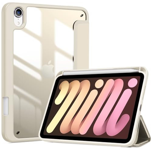 ProCase Smart Case for iPad Mini 7th(A17 Pro) 2024 / Mini 6th Generation 8.3 2021, Protective Cover with Pencil Holder for iPad Mini 7 6 8.3 Inch (A2993 A2995 A2567 A2568 A2569) -Starlight