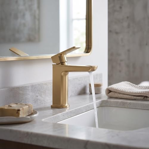 Go Bathrooms Gold Basin Tap Lever Handle Bathroom Sink Tap Includes Click Clack Waste Basin Mixer Mono Vanity Unit Bathroom Tap Solid Brass Brushed Gold | Dara