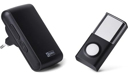 EMOS Funk-Türklingel Set, Steckdosen-Empfänger und wasserdichte Taste inkl. Batterie, 36 Melodien, 150m Funkreichweite, 4 einstellbaren Lautstärken bis zu 85 dB, Zusatz-Taste bestellbar