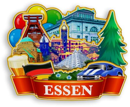Quwsne Kühlschrankmagnet Essen Deutschland Kühlschrankmagnet Stadt Reise Souvenirs Touristengeschenke 3D Klassische Sehenswürdigkeiten Handarbeit Handwerk Heimdekoration -1185, QS-WC-1185