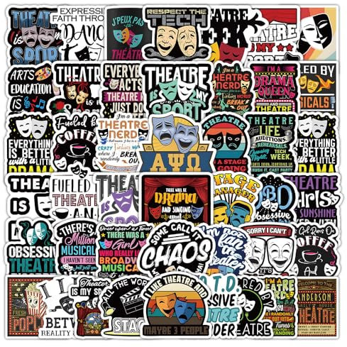 LYLSDSB Theater Aufkleber 100 Stück Wasserdicht Funny Stickers für Skateboard Laptop Gepäck Auto Phone Telefon Gitarre Scrapbook,Vinyl Asthetische Niedliche Stickers für Erwachsene Mädchen Kinder