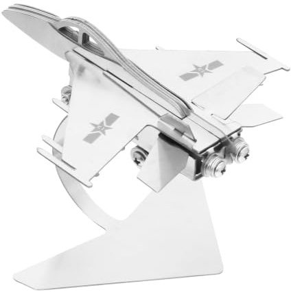 KONTONTY Flugzeugmodell Kampfflugzeug Edelstahl für Sammler | 1 Stück, Silberner Metalllook aus Edelstahl, Glatte Oberfläche ohne Grate, für Kinderzimmer und Café