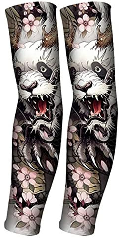 RU-X Mangas para Brazos con Ttuaje,Mangas para Brazos Protección Sol o Frio,Manguitos Ciclismo Hombre Mujer para Golf,Deportes,Bicicleta,Portero