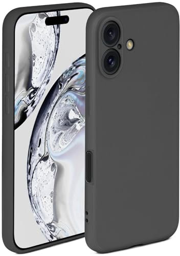 ONEFLOW Soft Case für iPhone 16 Hülle aus Silikon mit Kameraschutz, Silikonhülle mit erhöhtem Schutz fürs Display, Backcover Schutzhülle, weiche Handyhülle, Anthrazit