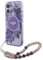 CG Mobile Guess GUHMP16SHFWBRCESU Coque Rigide pour iPhone 16 6,1 Violet Fleurs IML avec Sangle Perle