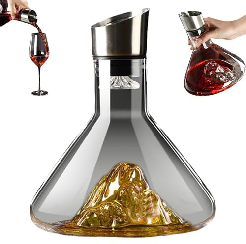 Wine Decanter, 1500ml Clear Wine Decanter, Wine Decanter With Aerator, Filtration Decanter, Winsess Decanter, Red Wine Carafe with Built-in-Dispenser (Gold)