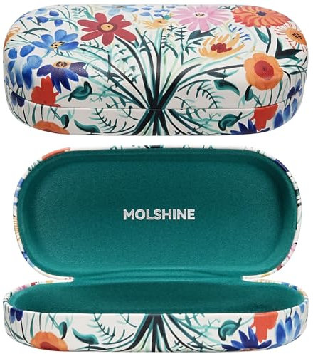 molshine Custodia rigida per occhiali da sole, classica grande custodia per occhiali da sole per donne e uomini, occhiali da sole, Fiori., Medium