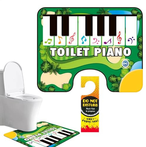 Toilet Piano Mat, Interactive Anti-Slip Bathroom Rug with Sound, Electronic Keyboard Potty Floor Carpet, Fun Musical Restroom Decor for Kids & Adults (23.62x18.9 inches)