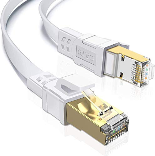 TBMax 1.8M Cat8 Ethernet Cable High Speed Internet Cable 40Gbps RJ45 Lan Network Cable Compatible with PS4/5,Modem,Router,Laptop,White