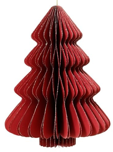Kaemingk Weihnachtsanhänger Tannenbaum Rot Glitter & Aufhänger 40 cm - Papier