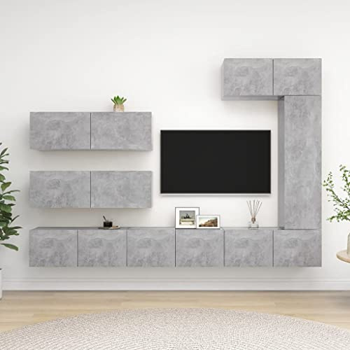 ULUYYUC TV Schrank Set Betongrau Moderner Hängeschrank aus Holzwerkstoff 80x30x30 cm mit Großem Stauraum für Wohnzimmer