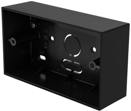 Evoges Pattress Box Black 44mm Deep – PVC Surface Back Box with Knockouts, Rounded Corners – Electrical Mounting Box for Light Switches & Plug Sockets (2 Gang)