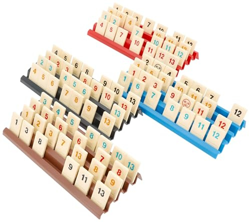 Feldherr Tile Holder for Compatible with Rummikub - 25 cm Tile Rack with 4 Rows, Durable Injection-Molded Plastic, Stackable, Easy to Grip, Multiple Colors