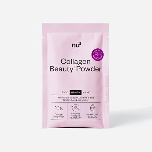 nu3 Collagen Beauty Powder - Kollagen-Pulver mit Biotin, Zink & Vitamin C für Haut, Haare & Nägel, Kollagen-Sachets, glutenfrei, laktosefrei, ohne Farbstoffe, fruchtiger Geschmack - 15 Beutel