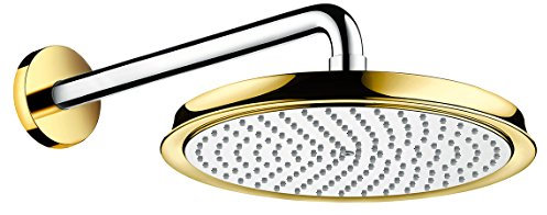hansgrohe Raindance Duschkopf Classic 240 mm, Kopfbrause mit Brausearm, Chrom/Gold-Optik