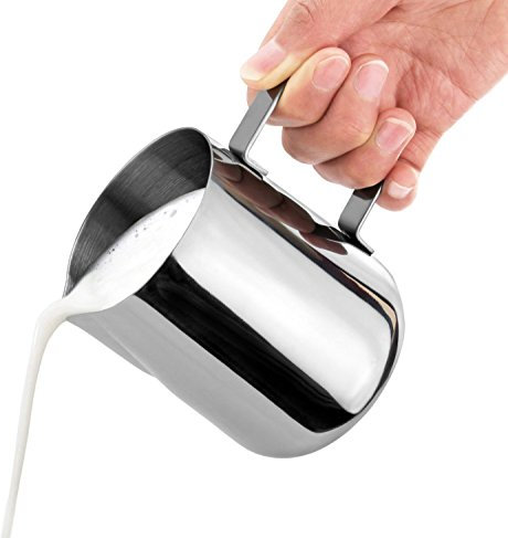 Homiki 350ml Stainless Steel Milk Jar for Making Cappuccinos with Your Machine for Coffee Milk Foam, Good Help for Afternoon Tea