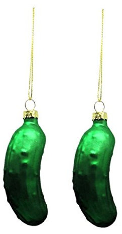 Geschenkestadl 2 x Weihnachtsgurke Glas Gurke Anhänger Baumschmuck Christmas Pickle Weihnachten