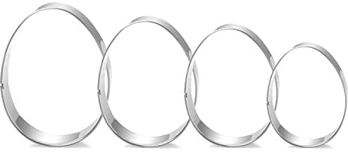 Easter Egg Cookie Cutter Set - 4 Piece - 4, 3 3/8, 2 1/2, 2 - Egg Shaped Cookie Cutters, Stainless Steel Biscuit Pastry Cutters