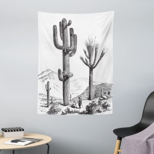 ABAKUHAUS Kaktus Wandteppich, Flüchtige mexikanische Ansicht aus Weiches Mikrofaser Stoff Waschbar ohne Verblassen Digitaldruck, 110 x 150 cm, Anthrazit