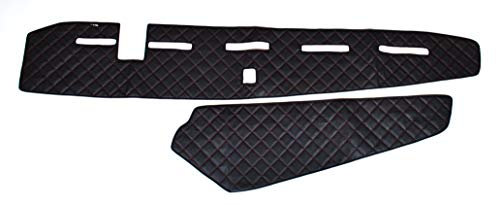 24/7 AUTO Tapis de tableau de bord noir en cuir écologique avec coutures rouges pour FH4 Euro6 avec capteur