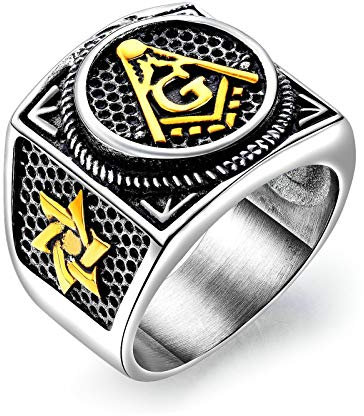 KnSam Ring Aus Edelstahl Freimaurer Gold Ringe Für Herren