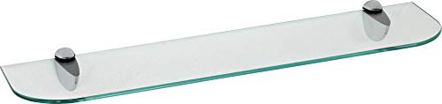 ib style® Glasregal 6mm |inkl. Befestigungsclip CLASSICO Verchromt | 11 Größen| 2 Dekore | Klar | 60 x 12 cm