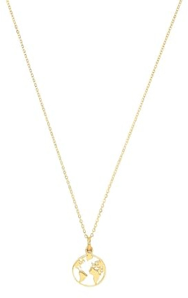 Amor Kette mit Anhänger Damen Halsschmuck, 42 cm, Gold, Weltkugel, Kommt in Schmuck Geschenk Box, 2026019