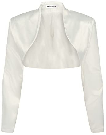 Bolerose Formale Raso a Maniche Lunghe Bolero (Avorio, 3XL)