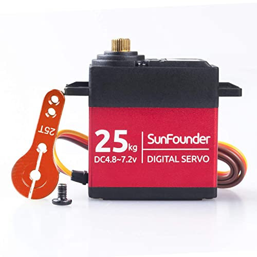 SUNFOUNDER 25KG Servo Motor High Torque Servo, DS-S020 Metal Gear Digital Servo, Metal Case, Control Angle 180° for RC Robot Cars Crawler Robot