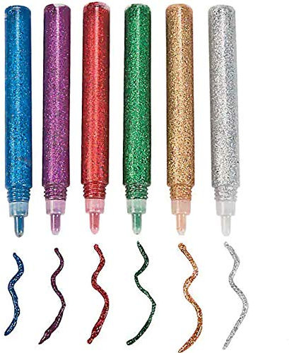 2 Packs of 10 Shiny Glitter Glue Pens Coloured Sparkly Adhesive Art & Craft Squeezable Set