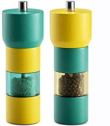 MITBAK Blue/Yellow Salt and Pepper Grinder Set | Sea Salt and Pepper Mills Easy to Use and Equipped with Adjustable Coarseness And Ceramic Mechanism| Unique Kitchen | Premium Quality
