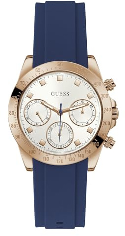 Guess Montre analogique à Quartz pour Femme avec Bracelet en Silicone GW0315L2, Couleur Or Rose., NS, Montre à Quartz