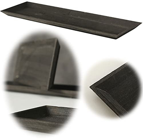 LS-LebenStil Holz Deko-Tablett Schwarz55x16cm Serviertablett Teelichthalter Kerzen-Teller Schale