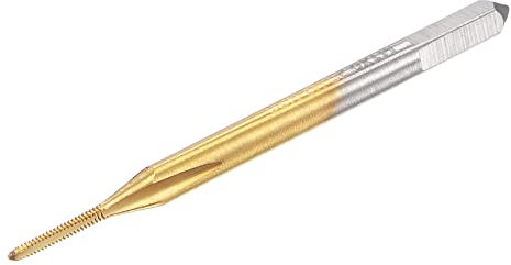sourcing map Rosca Fresado Macho Métrico M1 x 0,25, Titanio Recubierto Cobalto HSS (Alto Velocidad Acero) 3 Rectos Flautas Máquina Micro Tornillo Roscar Macho para Relojes y Relojes