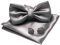 JEMYGINS Herren Fliege Grau 5 Satin Fliege und Einstecktuch mit Manschettenknöpfe Sets