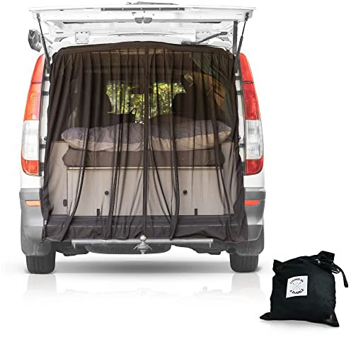 Mosquitera magnética para furgonetas compatible con ProMaster, Ford Transit, Mercedes Metris, NV, mosquitera de malla para puerta trasera y trasera cerrada por cremallera (pequeña)