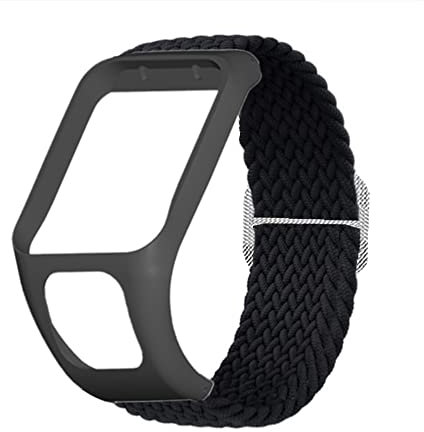 Dkings Armband Kompatibel mit Tomtom Runner 3 /Runner 2/Spark 3/Adventurer/Golfer 2 Armband Ersatzarmband Bequemes Weben Uhrenarmband (Schwarz)